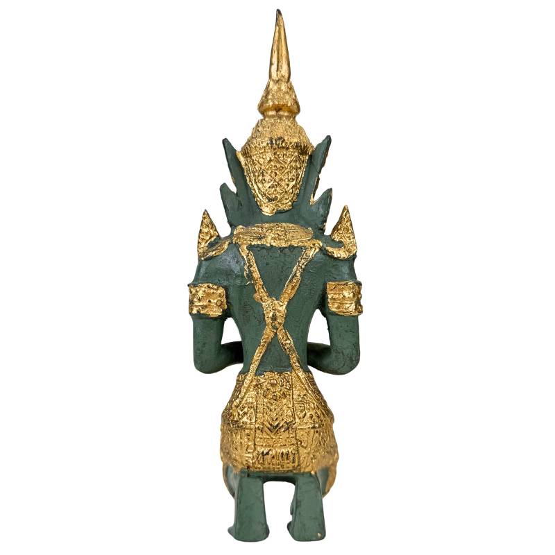 Thaise kunst figuren set groen patina met gouden accenten