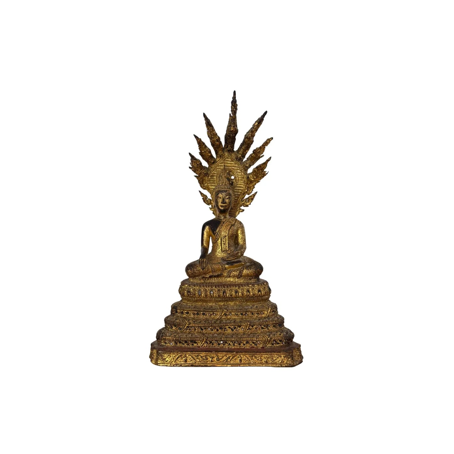 Thaise naga boeddha brons verguld tempelbeeld thailand