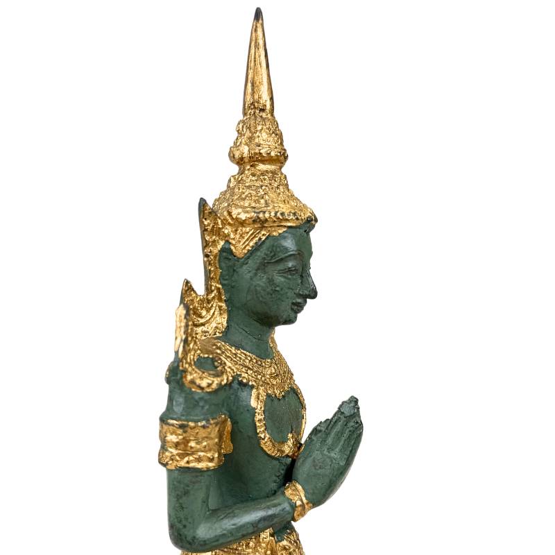 Thaise tempel beeld set paar goud en groen accent