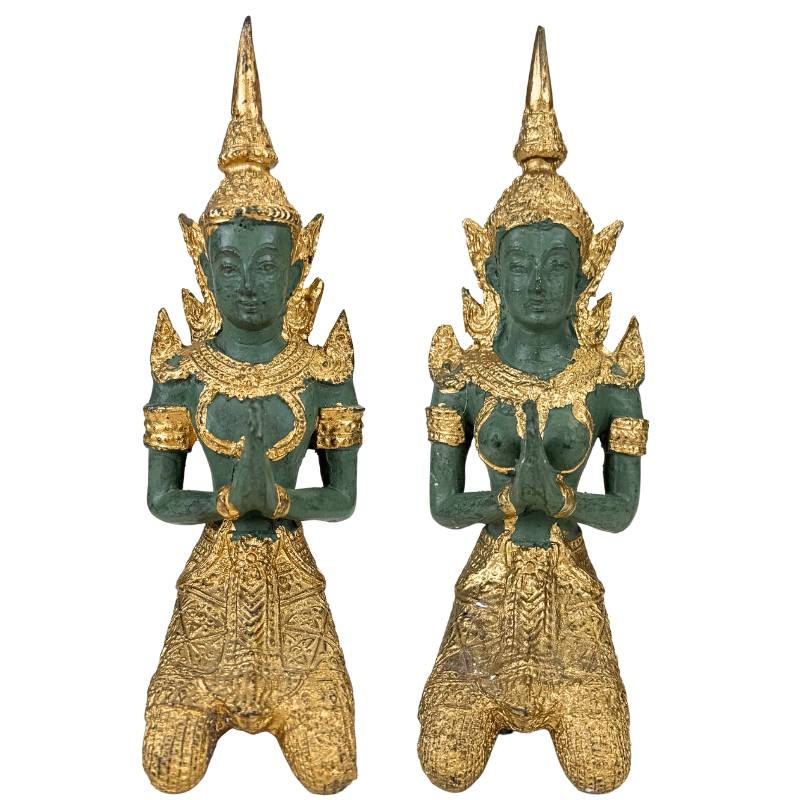 Thaise Thepanom figuren set goud patina knielend paar decoratief
