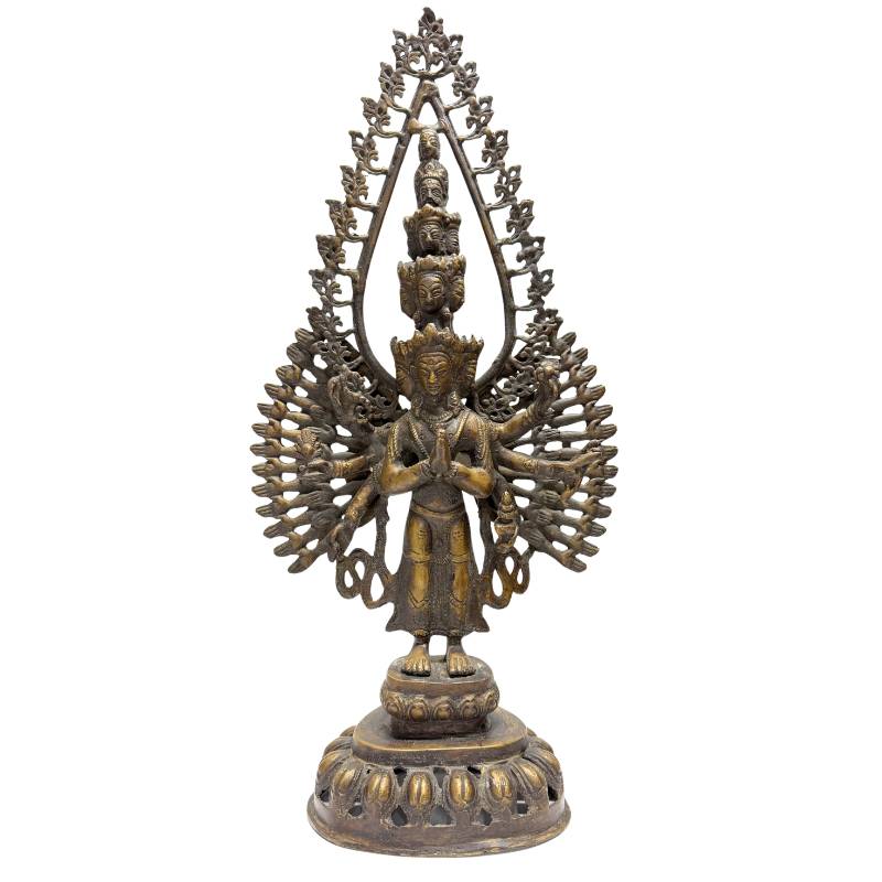 Standing Thousand-Armed Avalokiteshvara Bronze Statue – 49 cm – front view