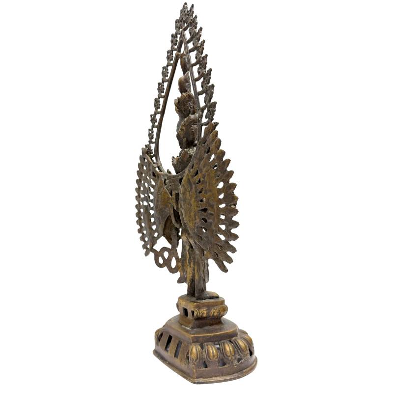 Standing Thousand-Armed Avalokiteshvara Bronze Statue – 49 cm – left three-quarter rear view