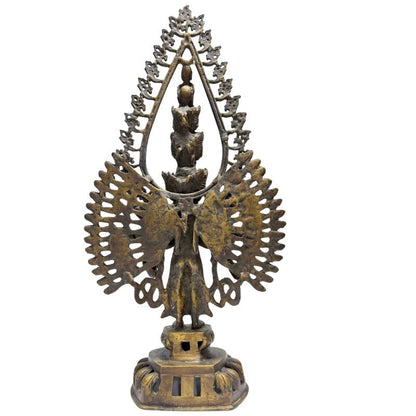 Standing Thousand-Armed Avalokiteshvara Bronze Statue – 49 cm – rear view