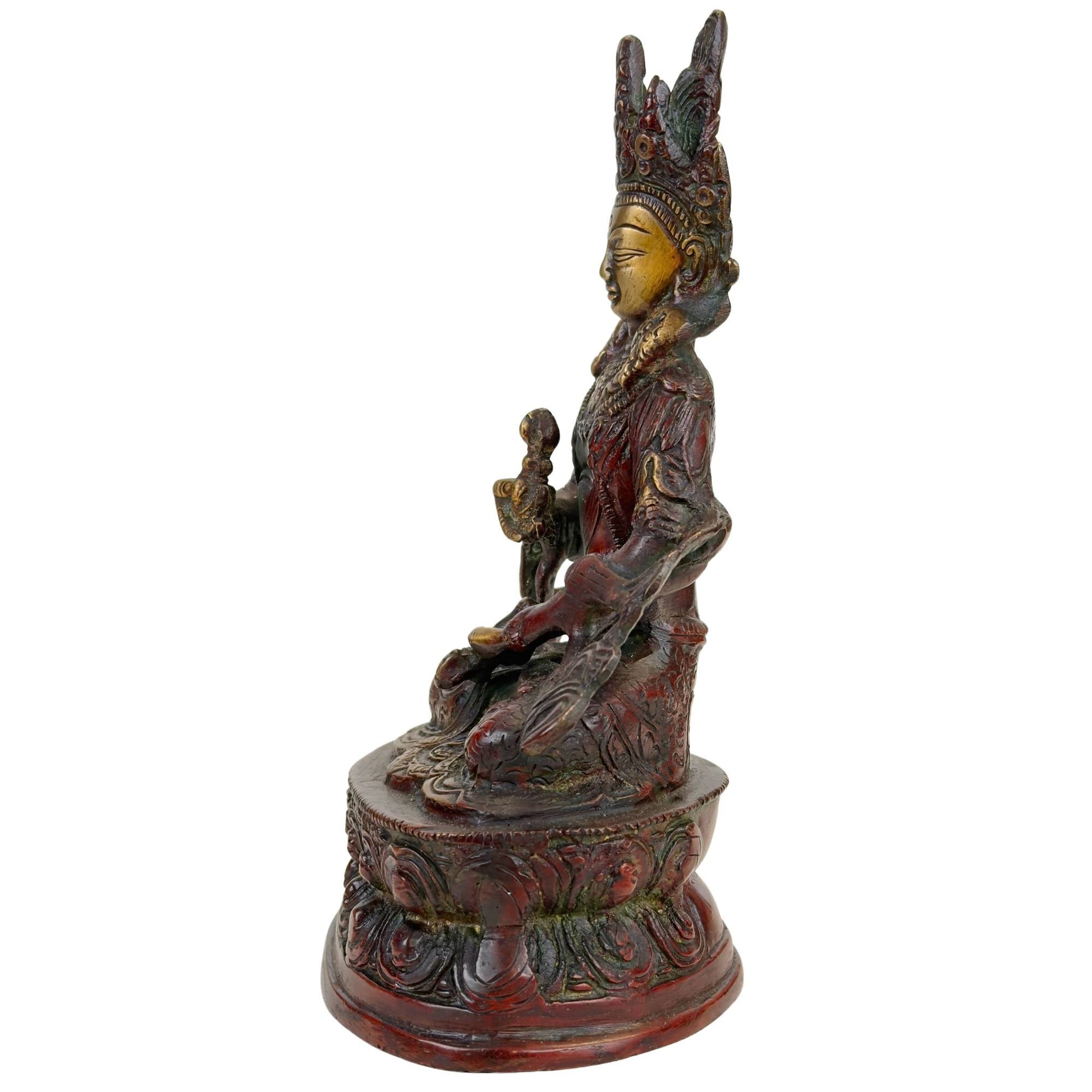 Tibetaans boeddhistisch Vajrasattva beeld van 22 cm met bronskleurige accenten en rituele uitstraling