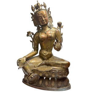 Antiek Tibetaans Tara beeld in vuurverguld brons – lot 463