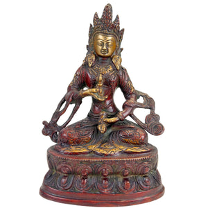 Tibetaans Vajrasattva Beeld Brons Himalaya Tweekleurige Patina 22 cm