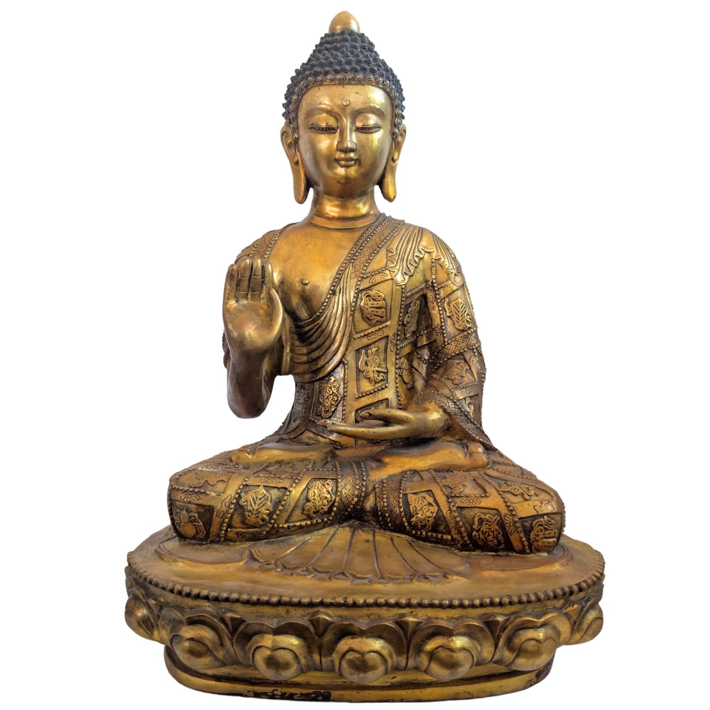 Tibetaanse Boeddha Vitarka Mudra Vuurverguld Brons 44cm