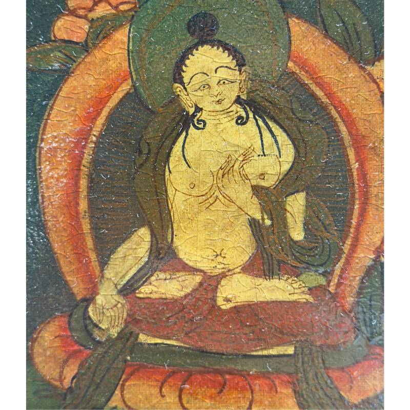 Tibetaanse kunst schilderij met boeddha compositie in mandala stijl