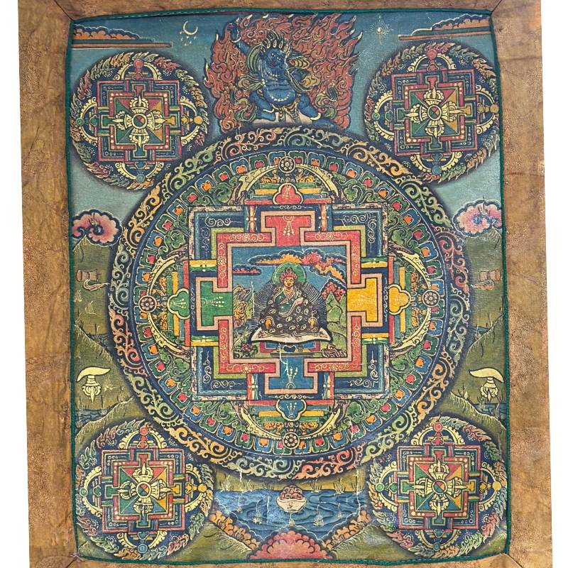 Tibetaanse mandala thangka met Padmasambhava omringd door boeddhistische figuren