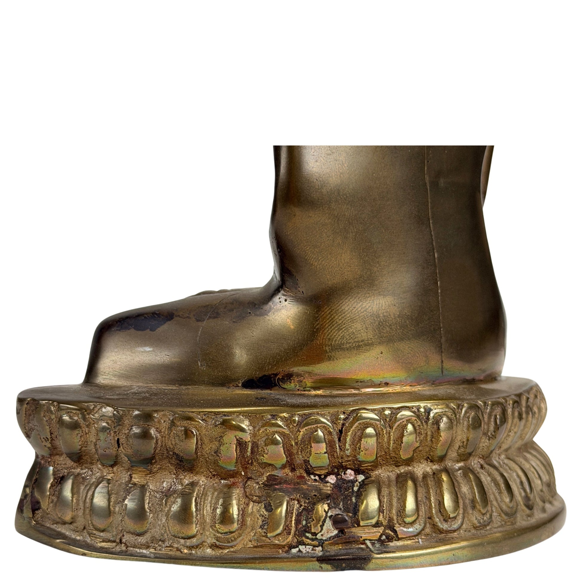 Rear view of the double lotus base of the 19th-century Tibetan Buddha