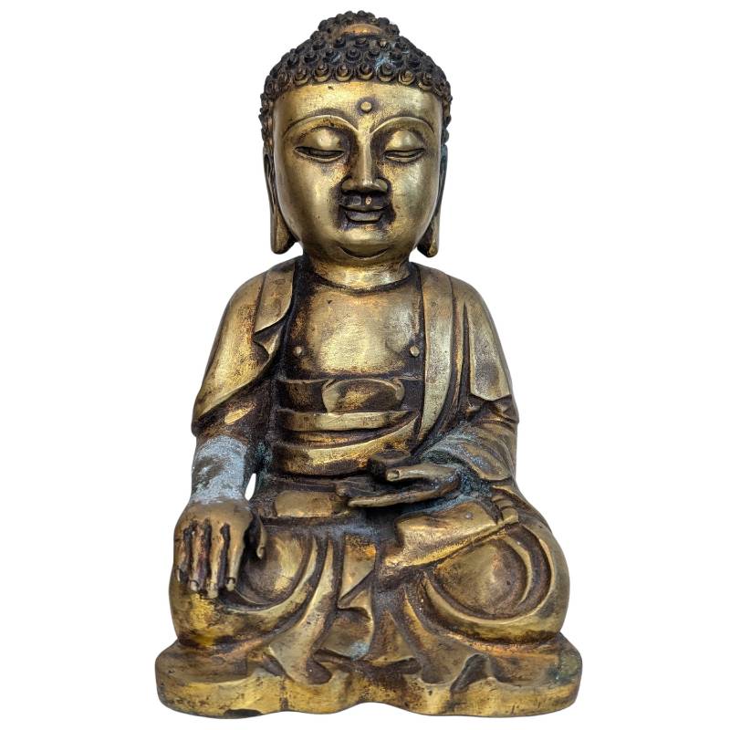 Tibetan gilt bronze Shakyamuni Buddha in Bhumisparsha Mudra