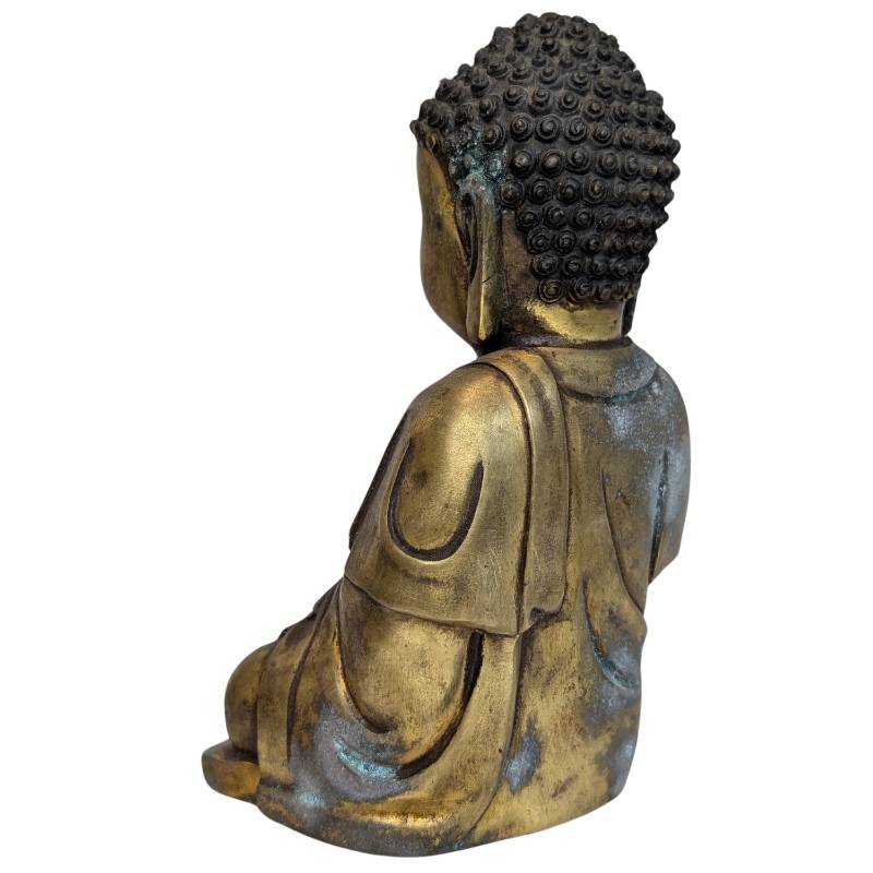 Seated gilt bronze Buddha from Tibet, H 21 cm