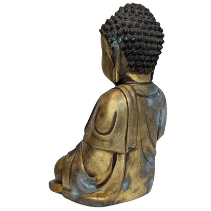 Seated gilt bronze Buddha from Tibet, H 21 cm