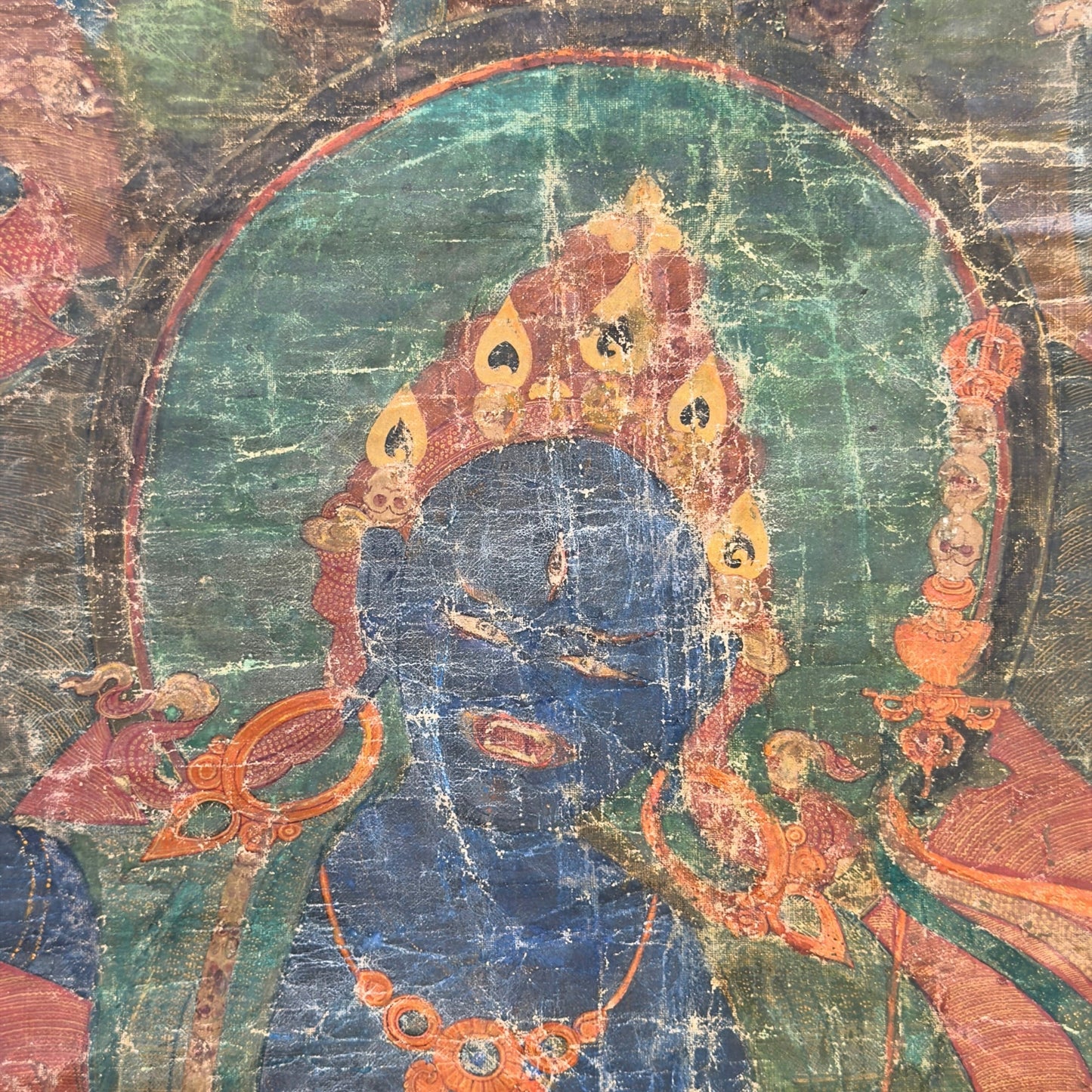 Tibetan Sakya Lineage Thangka with Hevajra – Ngor Tradition, 15th Century – left-side view