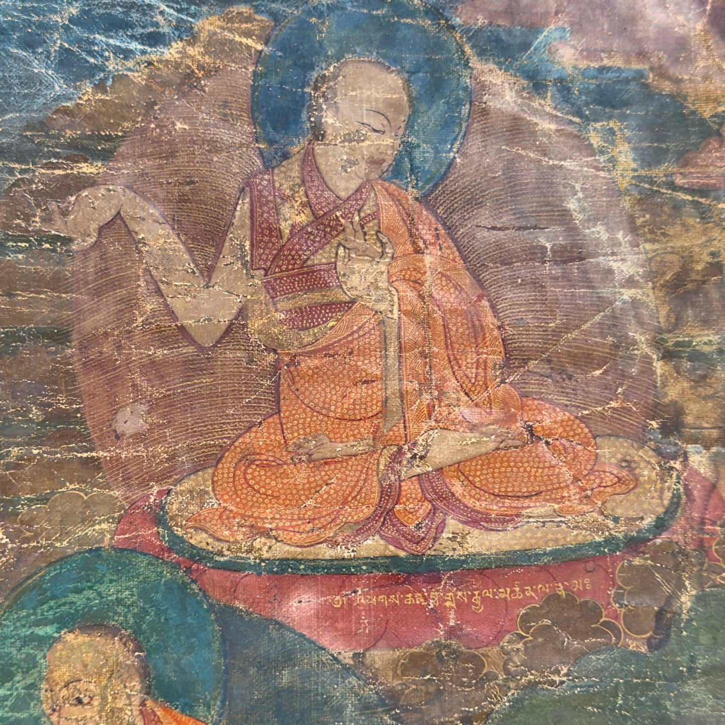 Tibetan Sakya Lineage Thangka with Hevajra – Ngor Tradition, 15th Century – right three-quarter rear view