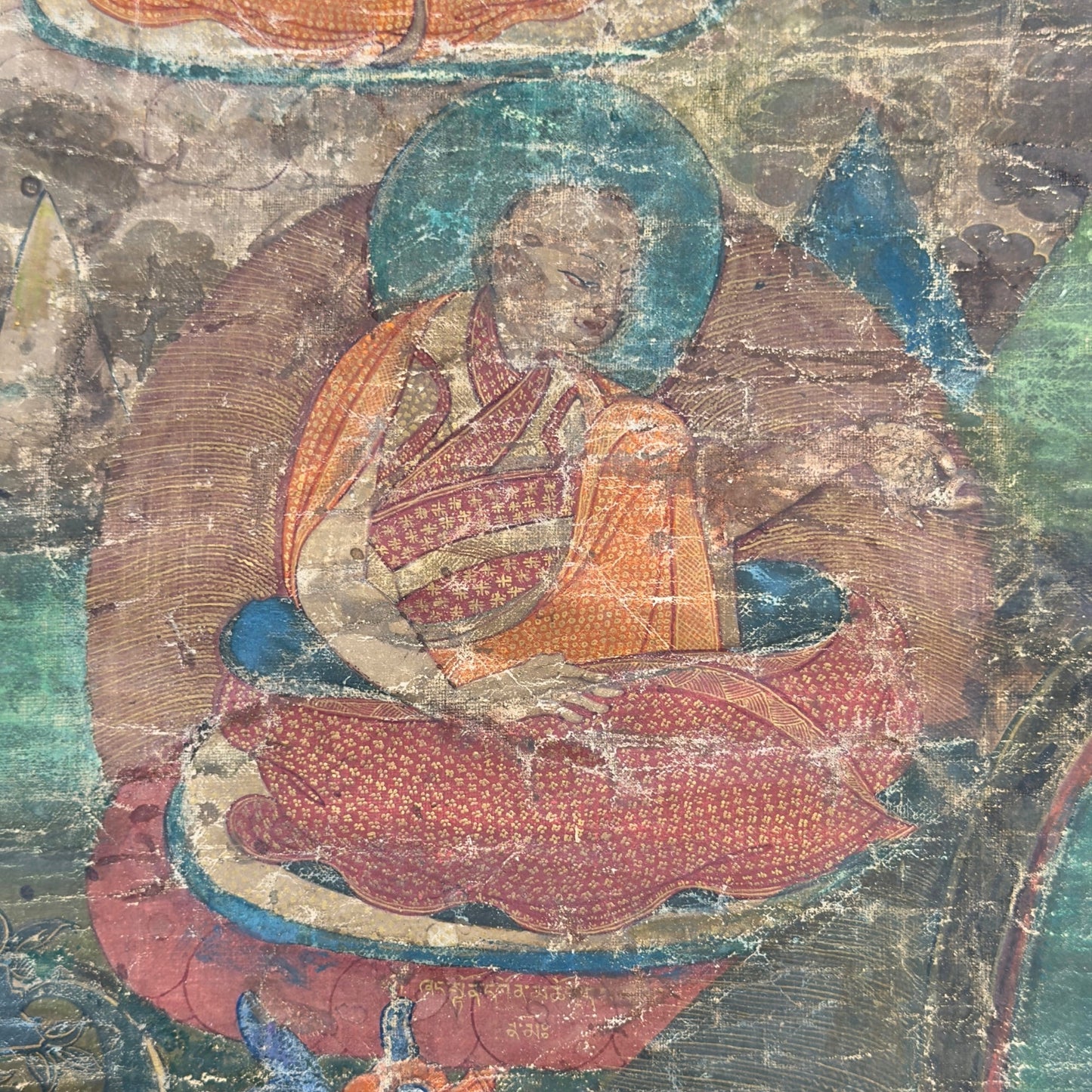 Tibetan Sakya Lineage Thangka with Hevajra – Ngor Tradition, 15th Century – right-side view