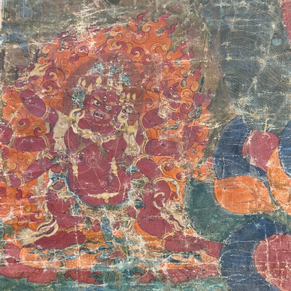 Tibetan Sakya Lineage Thangka with Hevajra – Ngor Tradition, 15th Century – close view of the lower section