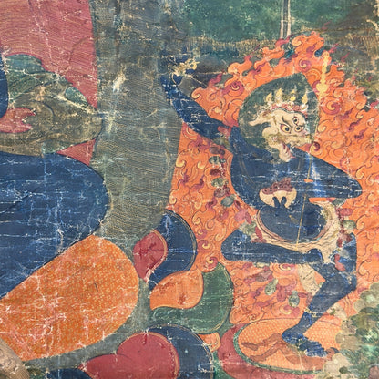 Tibetan Sakya Lineage Thangka with Hevajra – Ngor Tradition, 15th Century – underside and base view