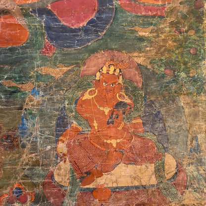 Tibetan Sakya Lineage Thangka with Hevajra – Ngor Tradition, 15th Century – decorative detail