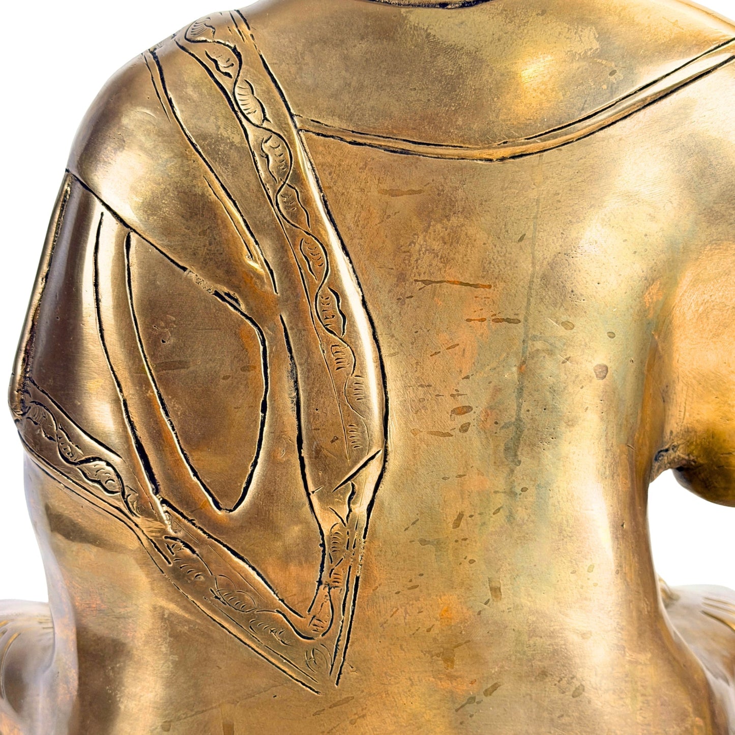 Hand-chased robe decoration on the rear of the Tibetan Shakyamuni Buddha