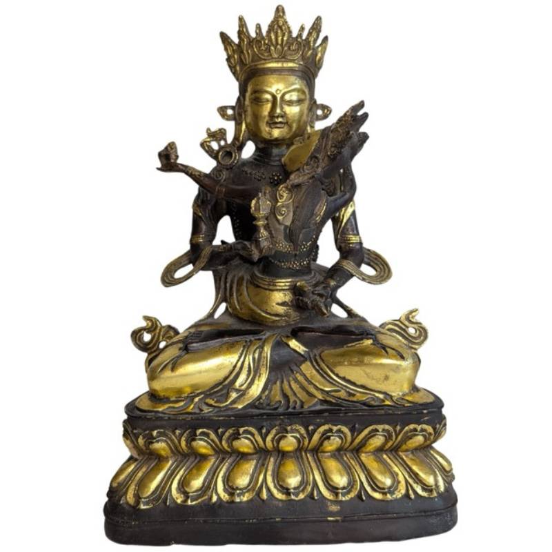 Tibetan bronze Tantric Buddhist deity in Yab-Yum pose
