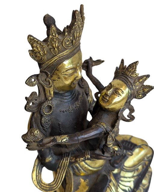 Ritual Tibetan Yab-Yum figure with gilded highlights
