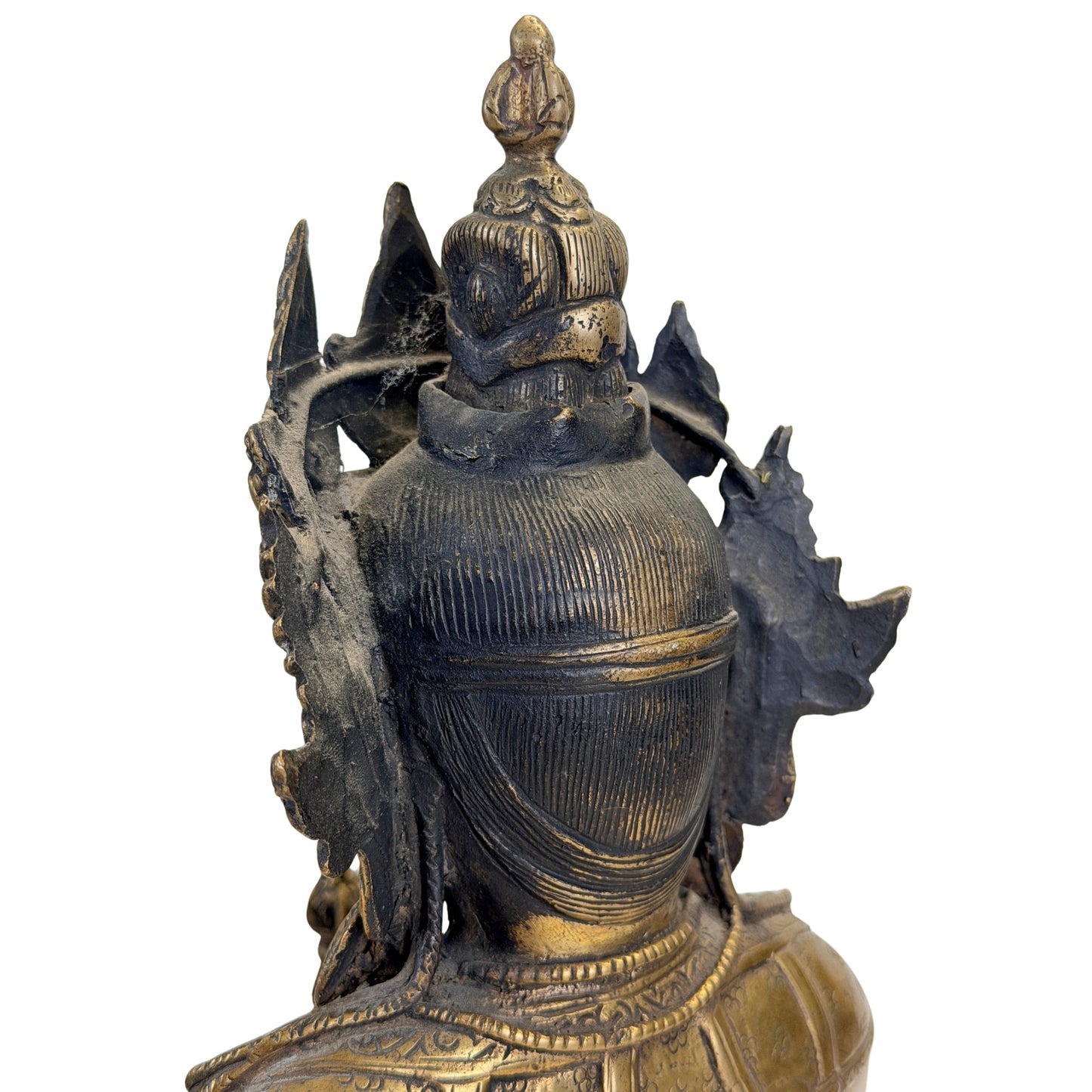 Rear detail of the elaborate crown and head of the Tibetan Vajrasattva