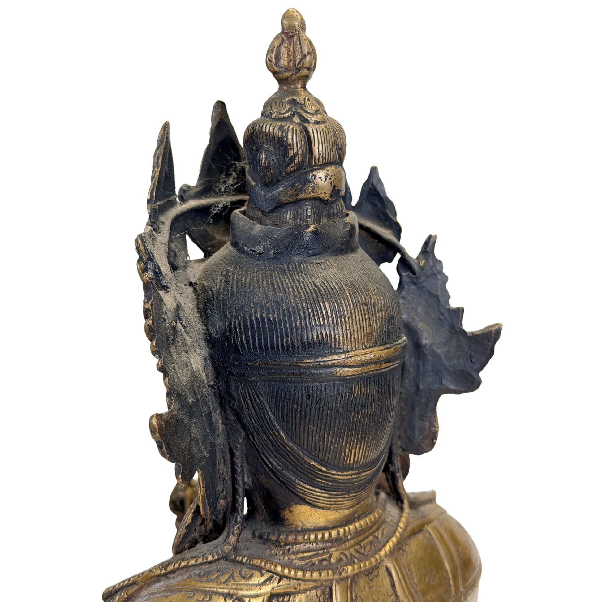 Rear detail of the elaborate crown and head of the Tibetan Vajrasattva