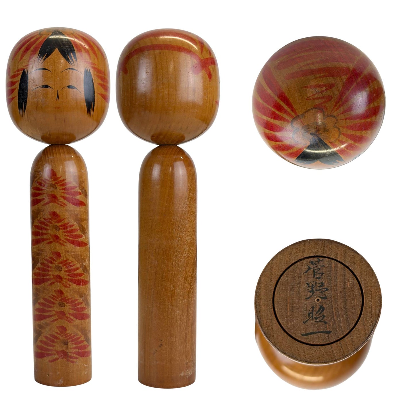 Togatta Kokeshi van meester Shoichi Kanno overzicht 29,5 cm