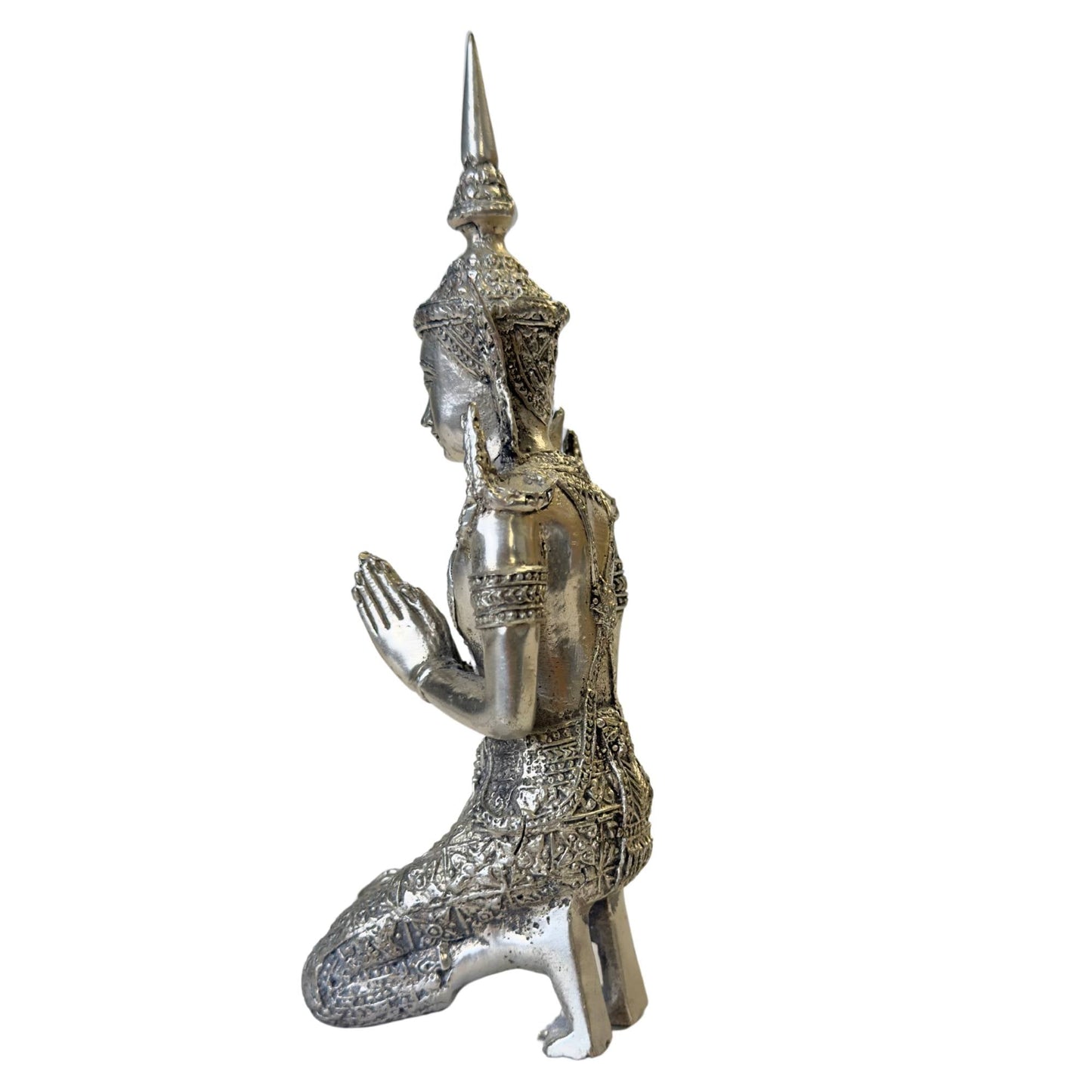 Paar handmatig afgewerkte Thaise engelen van 18 cm en 17 cm.