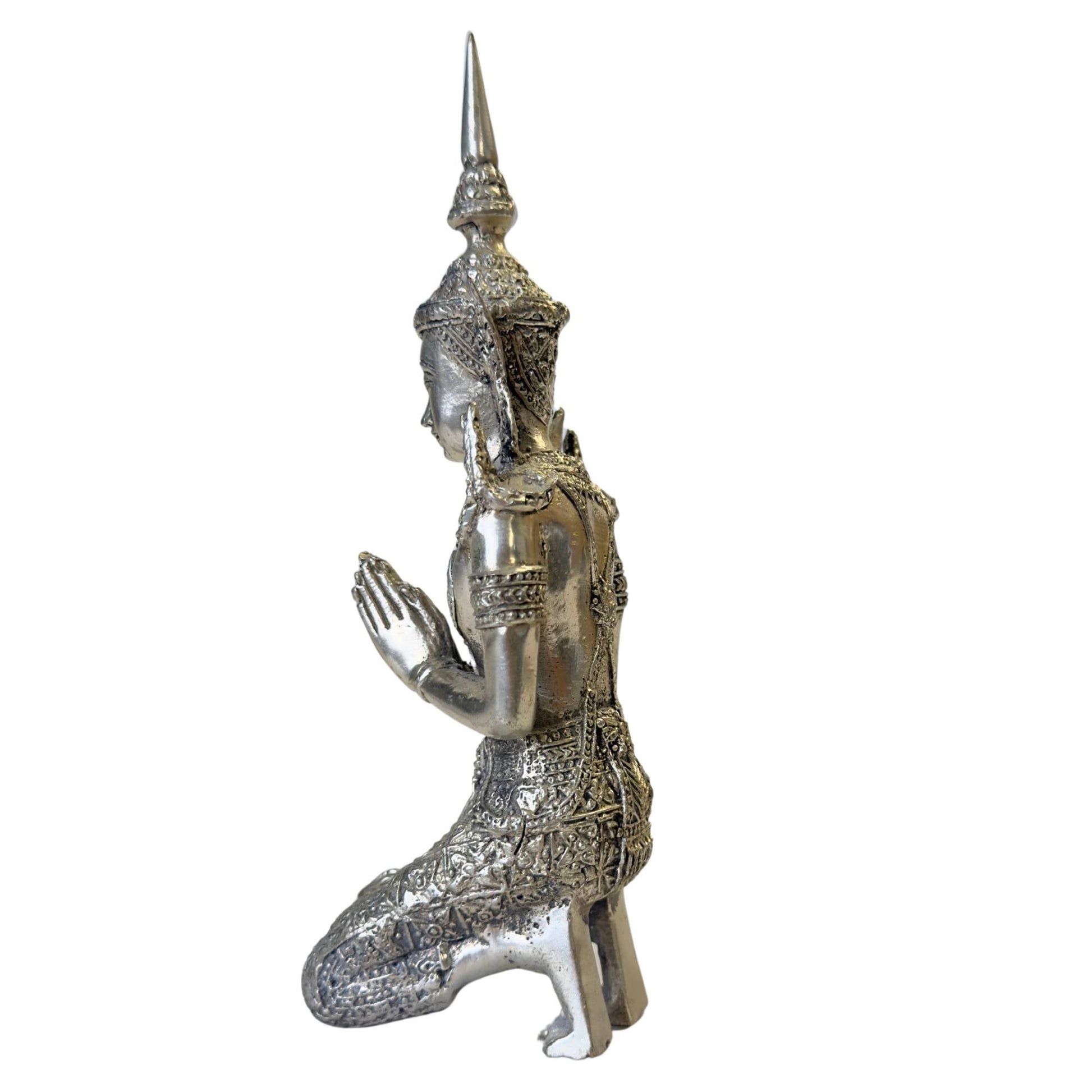 Paar handmatig afgewerkte Thaise engelen van 18 cm en 17 cm.