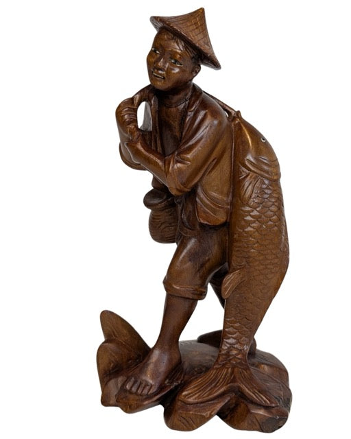 Traditionele Chinese visser sculptuur symbool voor welvaart