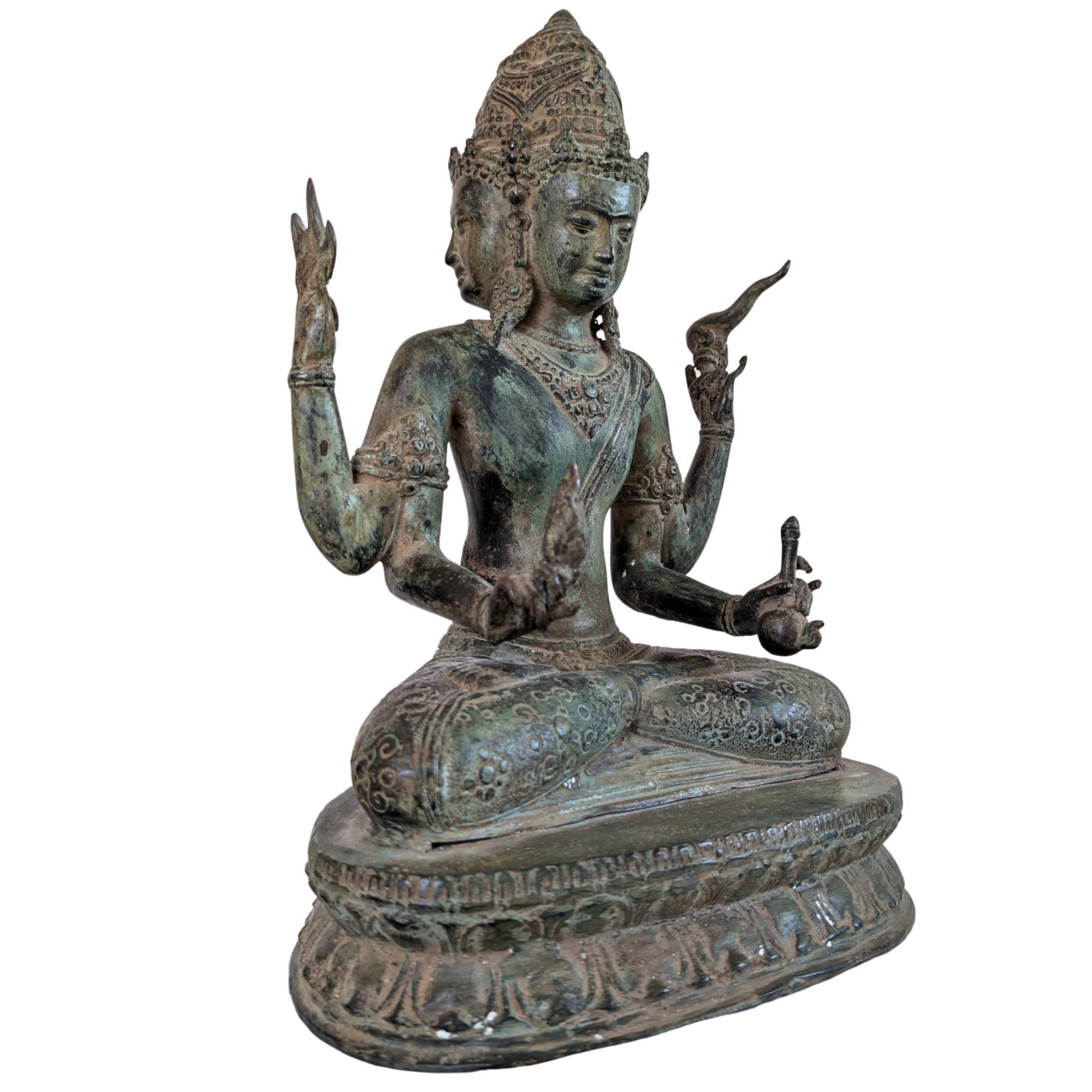 Trimukha Maheshvara zijaanzicht met acht armen