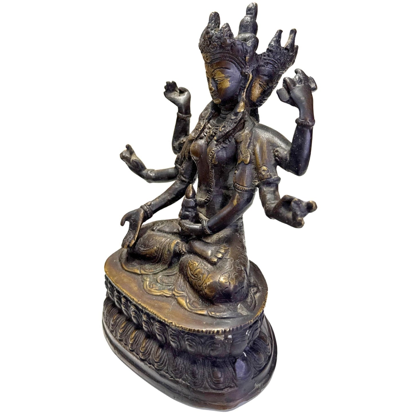 Ushnishavijaya brons met vergulde details meerarmige vorm en boeddhistische bescherming