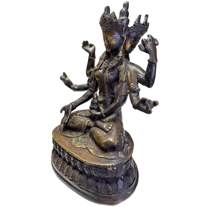 Ushnishavijaya brons met vergulde details meerarmige vorm en boeddhistische bescherming