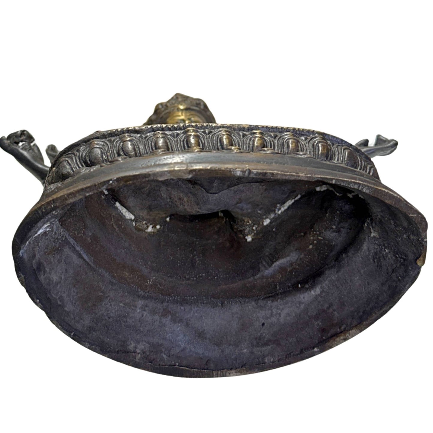 Ushnishavijaya godin met oude gietstructuur donkere patina en rituele Himalaya uitstraling