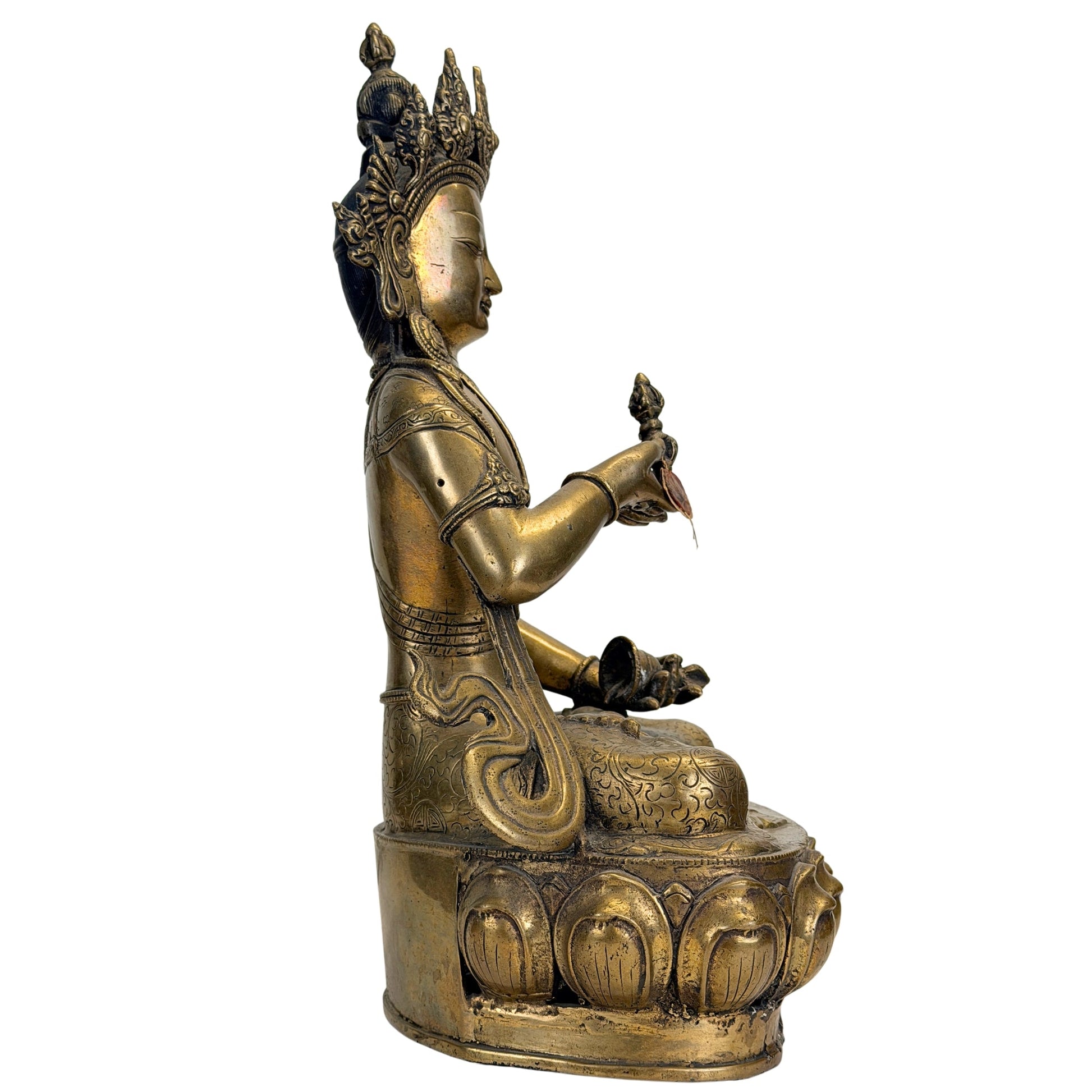 Ritual ghanta bell held by the antique Tibetan Vajrasattva