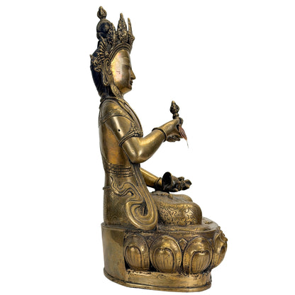 Ritual ghanta bell held by the antique Tibetan Vajrasattva