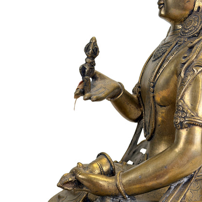 Vajrasattva with the ritual vajra and ghanta attributes in gilt bronze