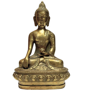 Verguld Bronzen Boeddha Beeld – Bhumisparsha Mudra – Symbool voor Aarding, Kracht en Verlichting