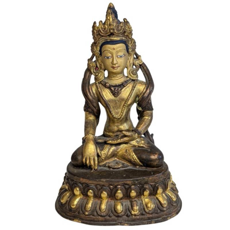 Vergulde Groene Tara bodhisattva uit de Himalaya traditie