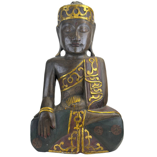 Vintage Balinese Jina Buddha – Carved Wood, ca. 1960–1980, 60.5 cm – front view