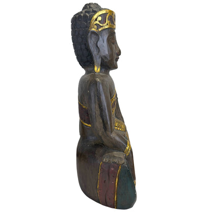 Vintage Balinese Jina Buddha – Carved Wood, ca. 1960–1980, 60.5 cm – left-side view