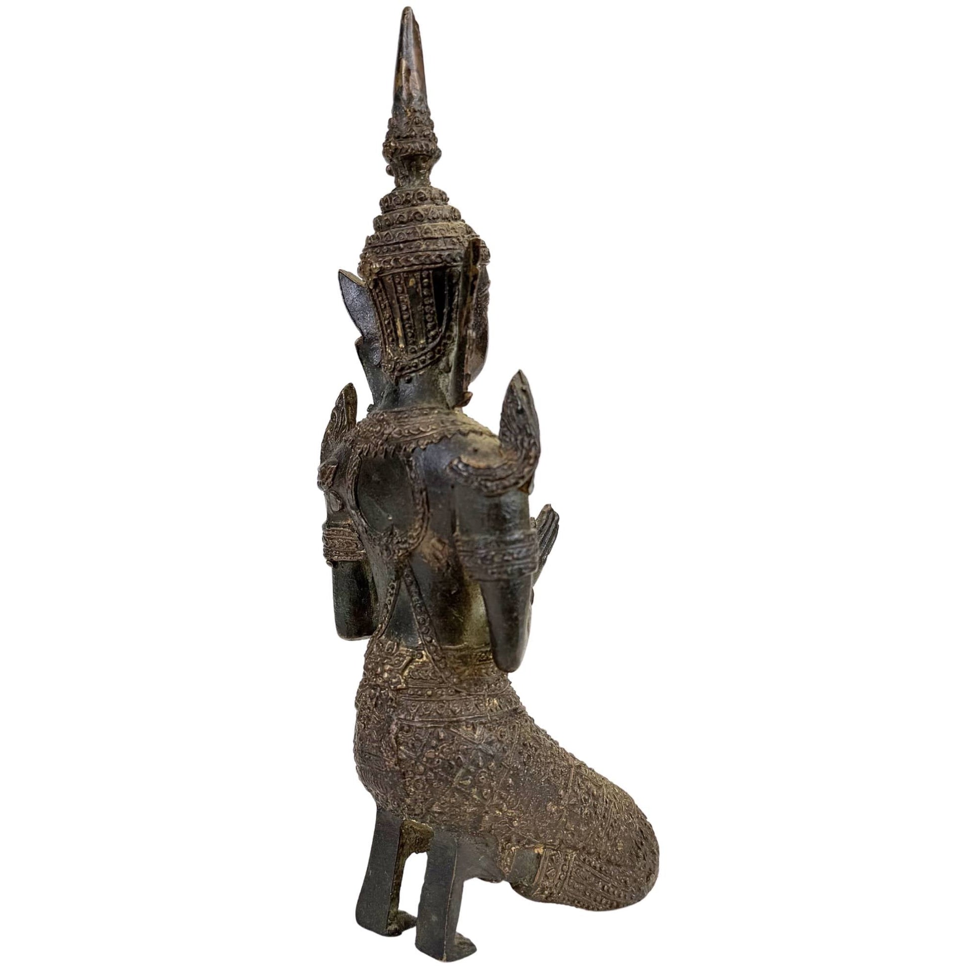 vintage brons beeld tempelwachter thailand patina