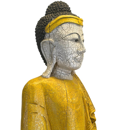 Vintage Burmese Standing Buddha – Mandalay Style, 1969, 87.5 cm – close view of the lower section