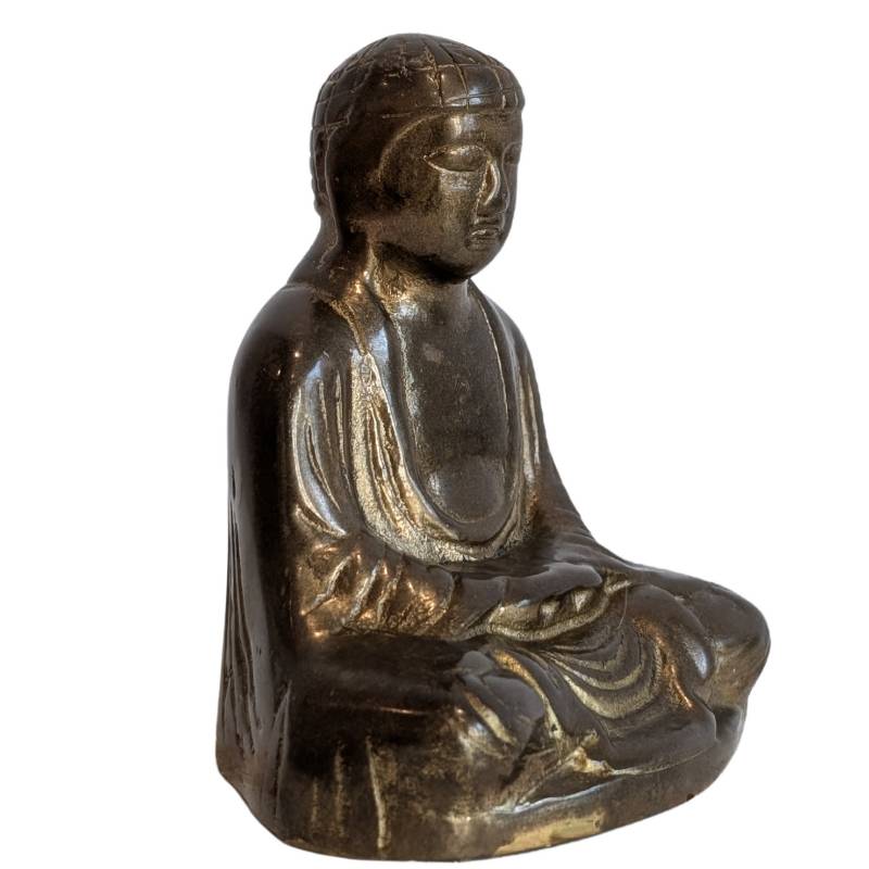 Seated Chinese bronze meditation Buddha with aged patina