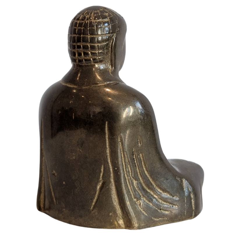 Compact Chinese bronze Buddha in a cross-legged meditation pose