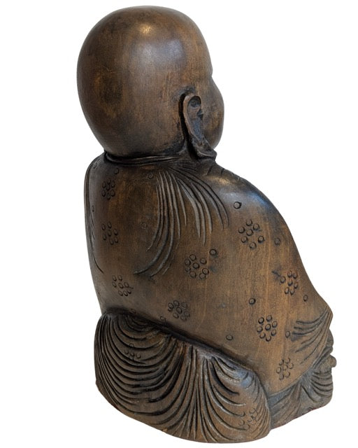 Chinese wooden Budai with rounded seated posture