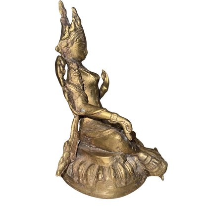 Vintage Green Tara – Gilt Bronze, ca. 1950–1960, 17 cm – left-side view
