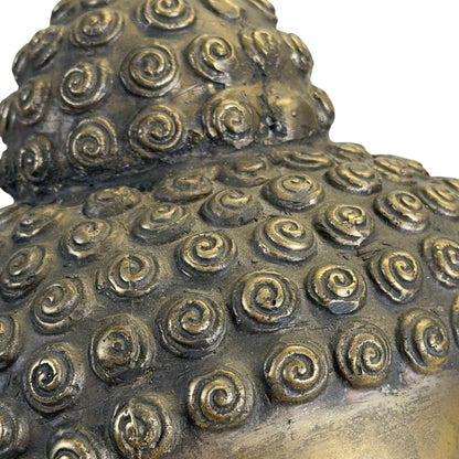 Vintage Shan-Style Buddha Head – Bronze, 31 cm – close view of the lower section